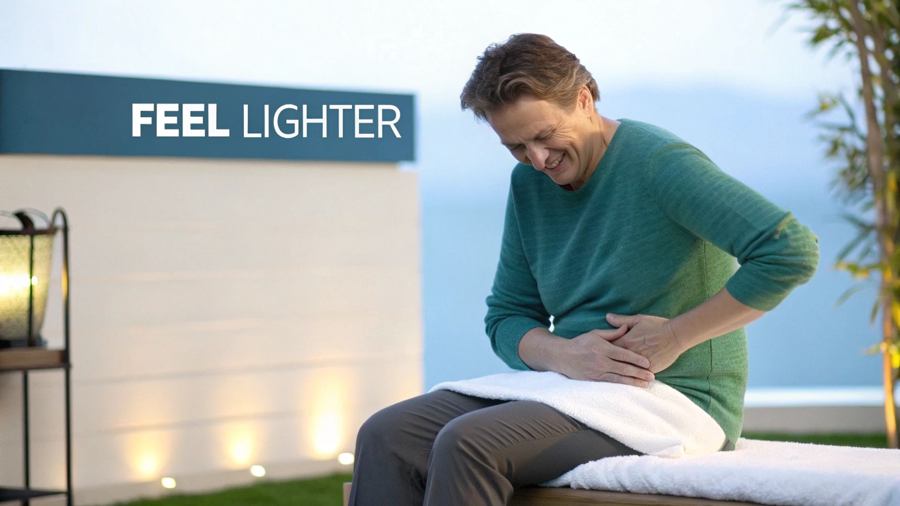 A woman peacefully relaxing during a lymphatic drainage suit session