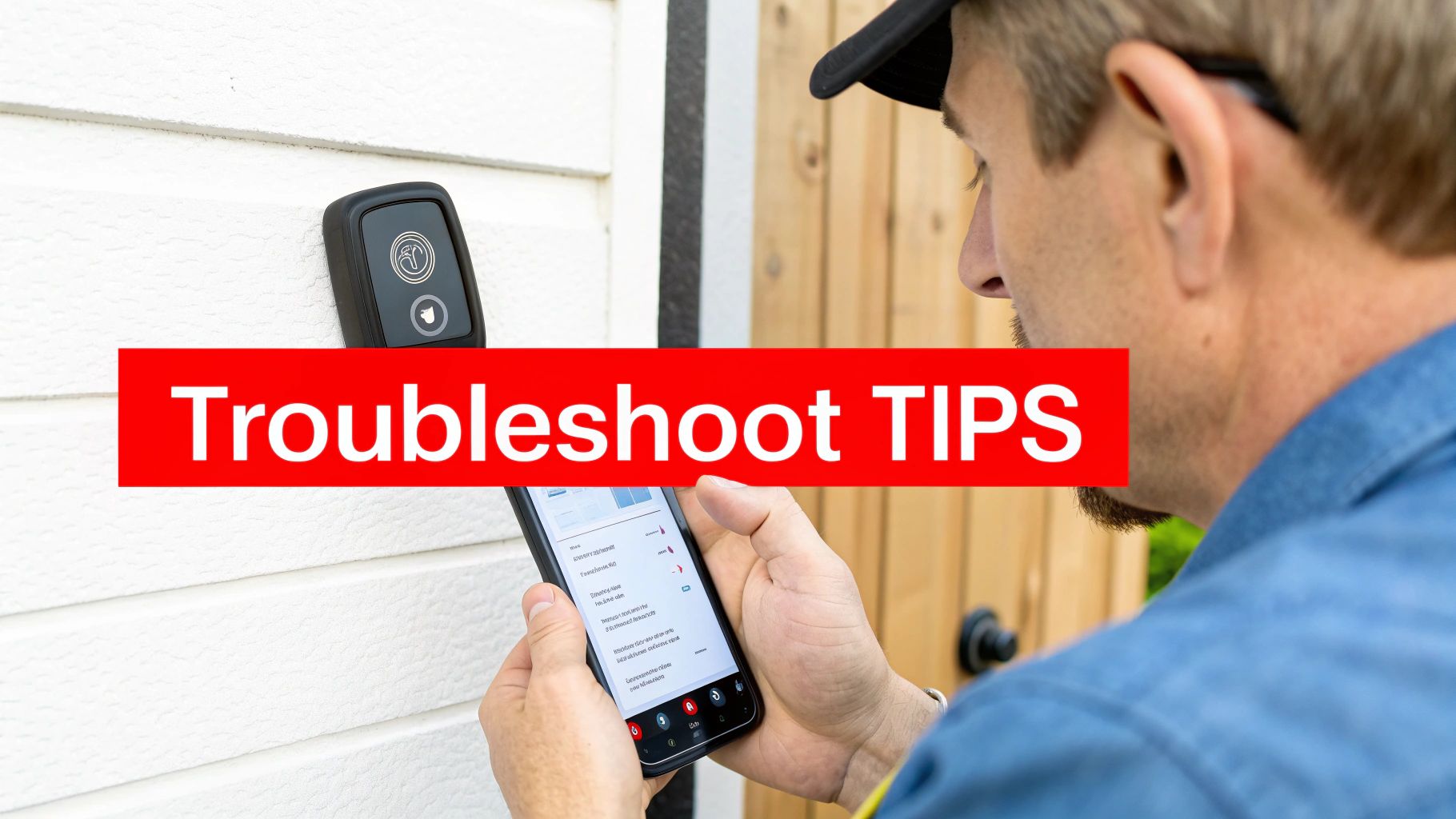 A close-up of a garage door opener's Learn button with an indicator light.