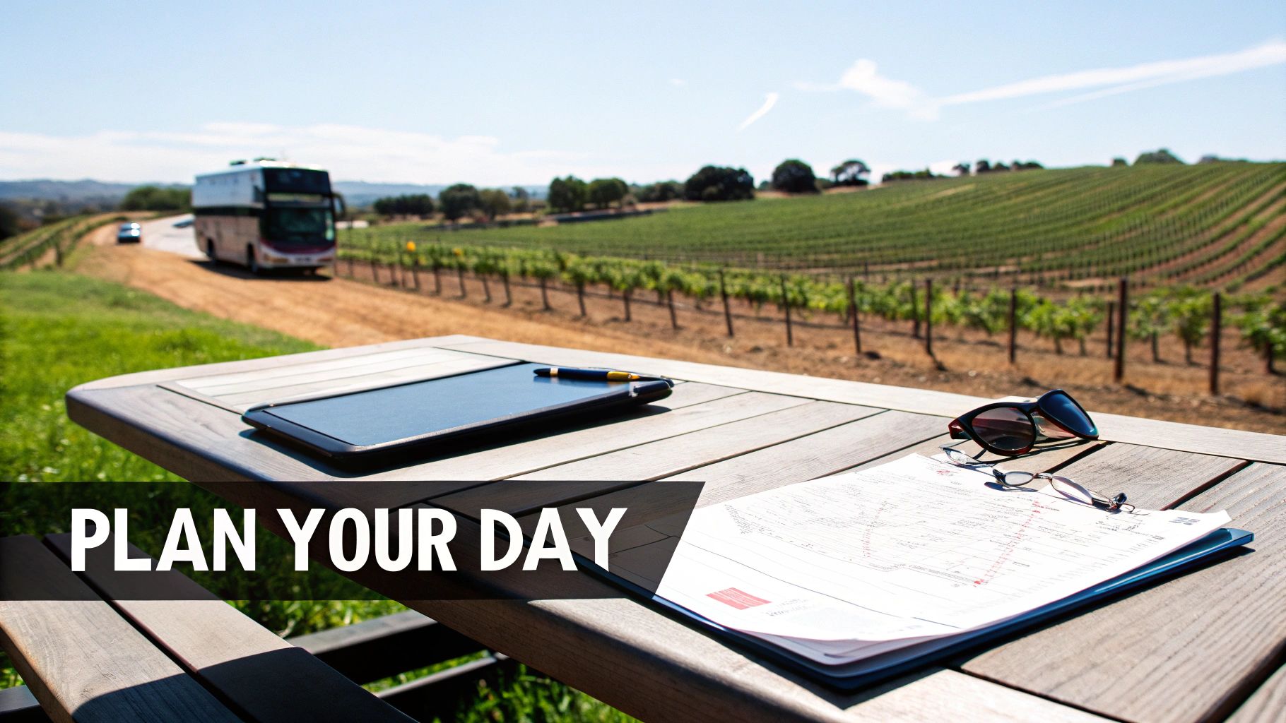 Your Guide to Unforgettable Long Island Party Bus Winery Tours 2 A group of friends enjoying a wine tasting at a vineyard on Long Island.