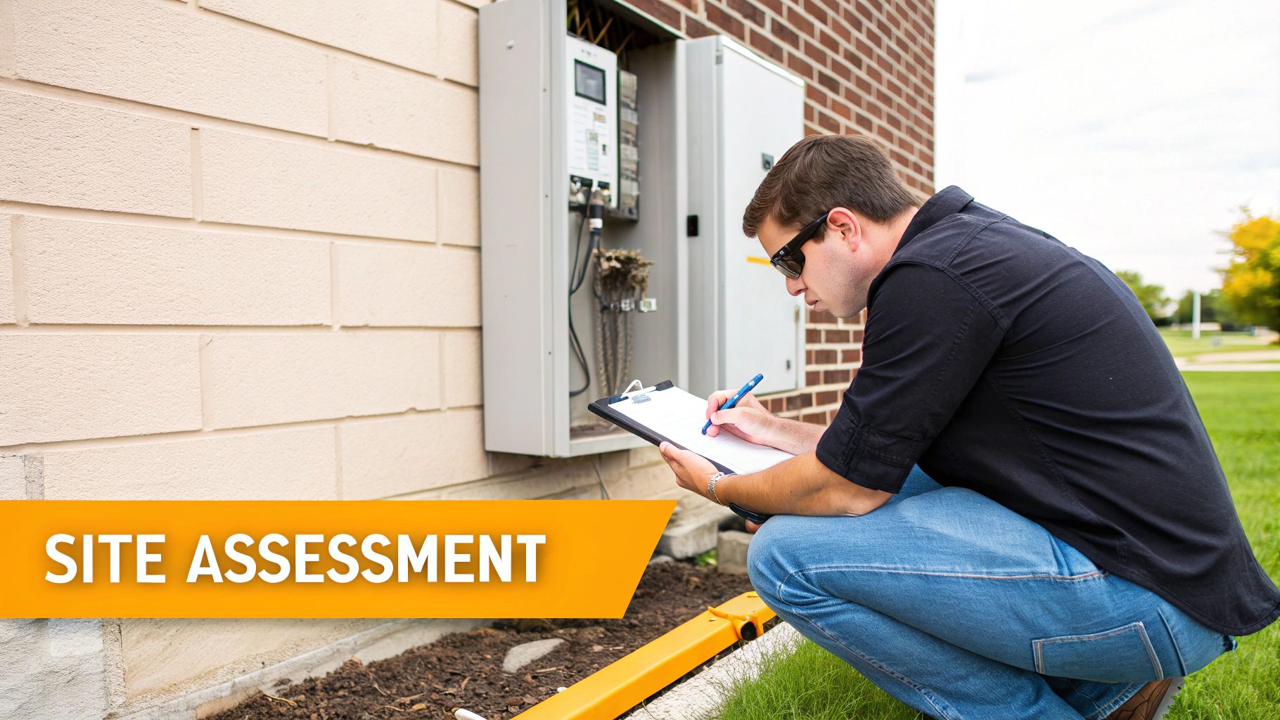 An EV charging station installed in a modern garage, ready for use.