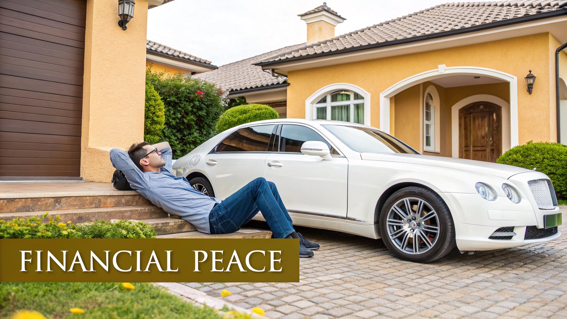 A sleek luxury sedan driving on a scenic Long Island road