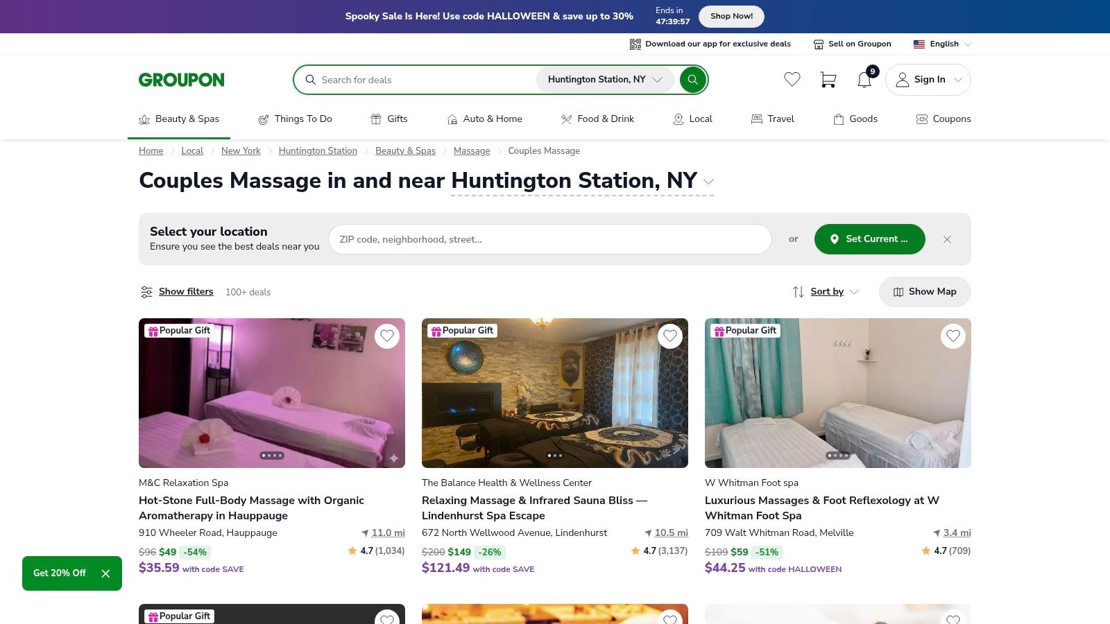 Groupon – Long Island Couples Massage Deals