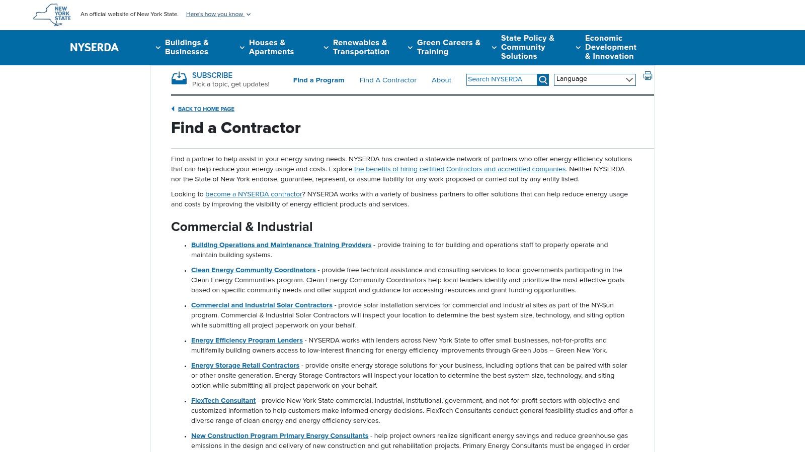 NYSERDA "Find a Contractor" (NY-Sun)