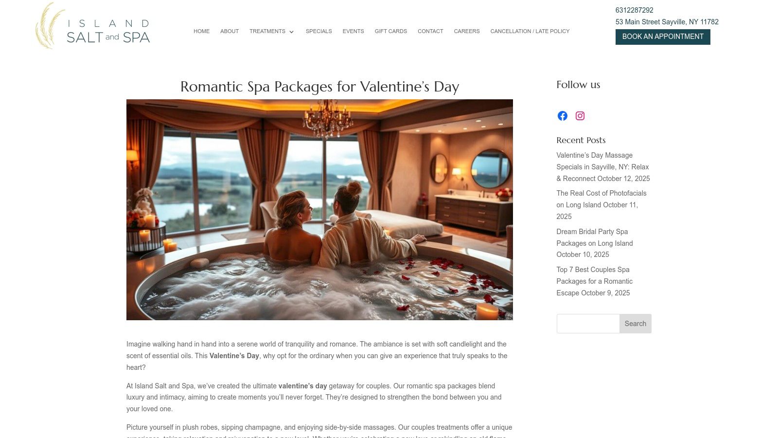 Romantic Spa Packages for Valentine’s Day — Island Salt & Spa