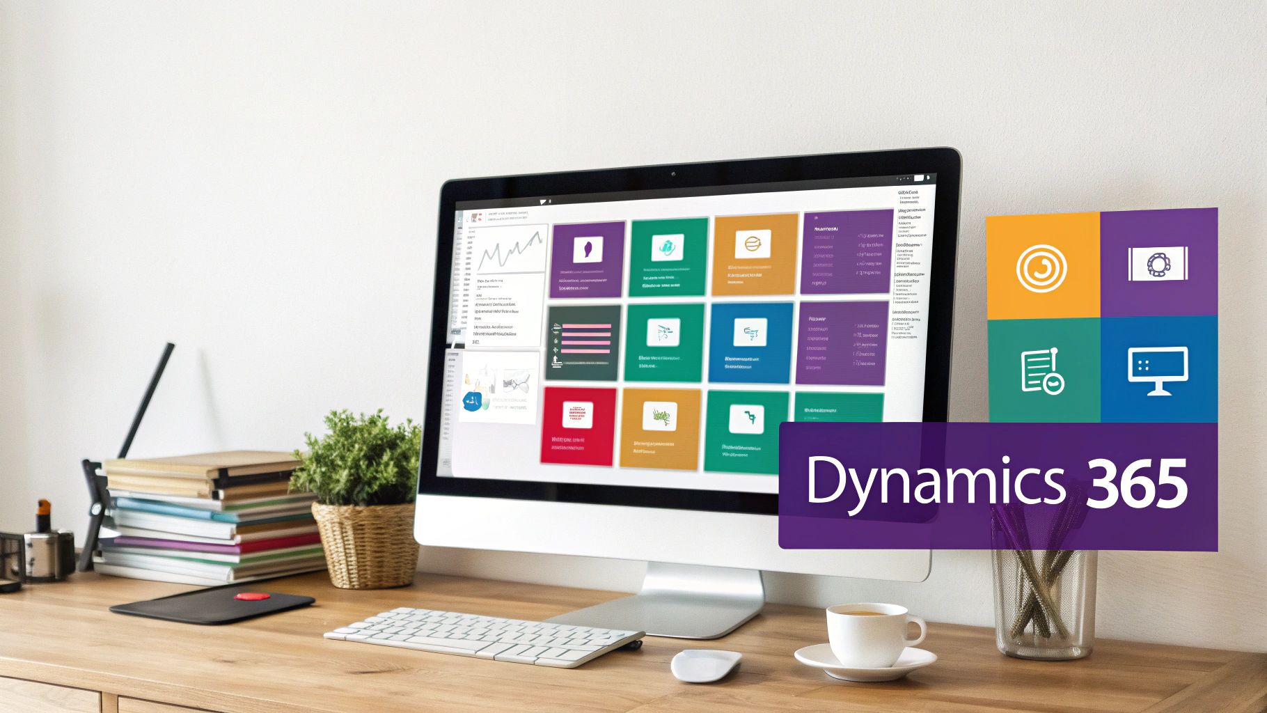 An image representing the integration of Microsoft Dynamics 365 with other business applications on a computer screen.