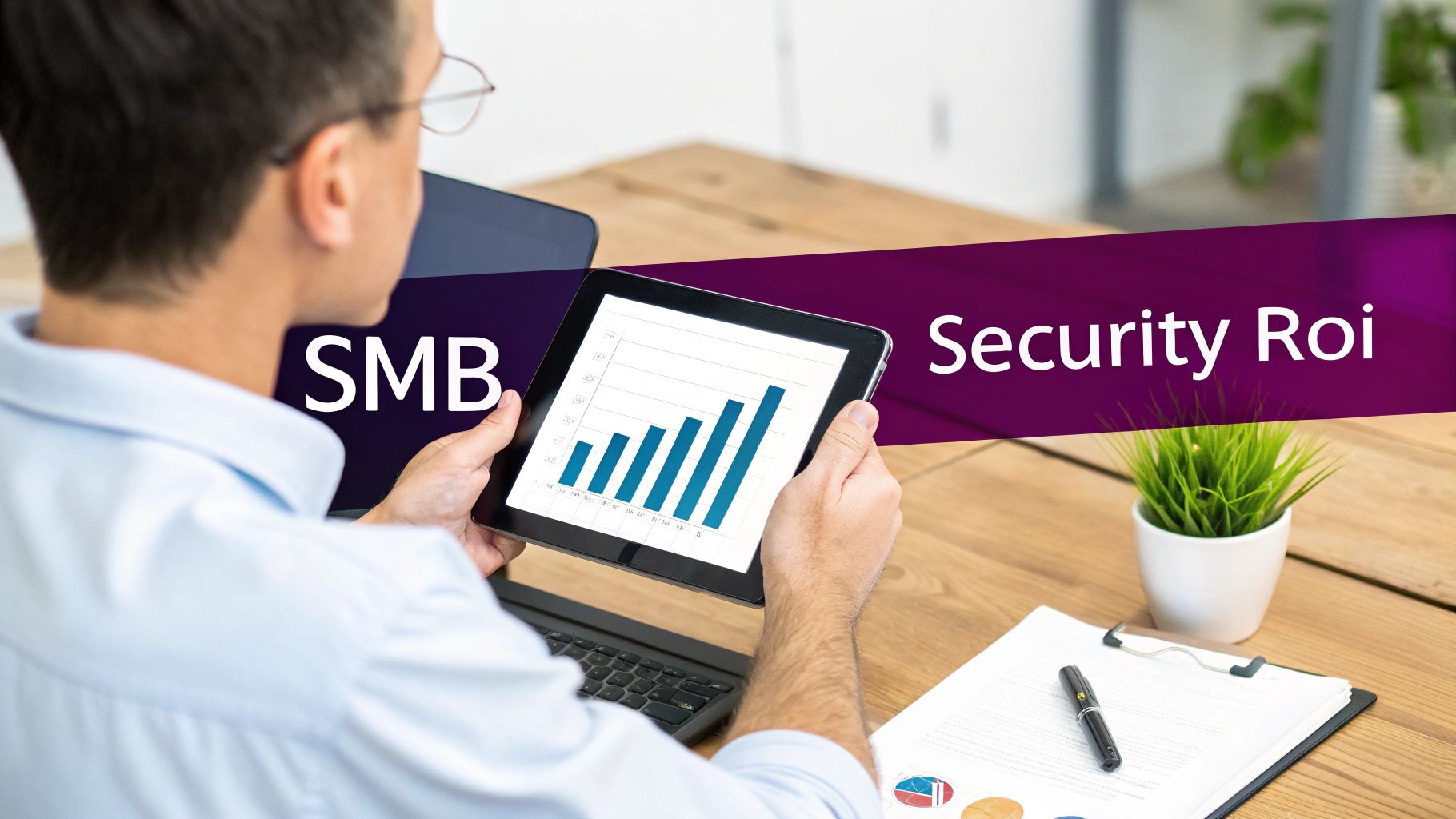 A graph showing a rising trend line with a pound sterling symbol, representing positive ROI.