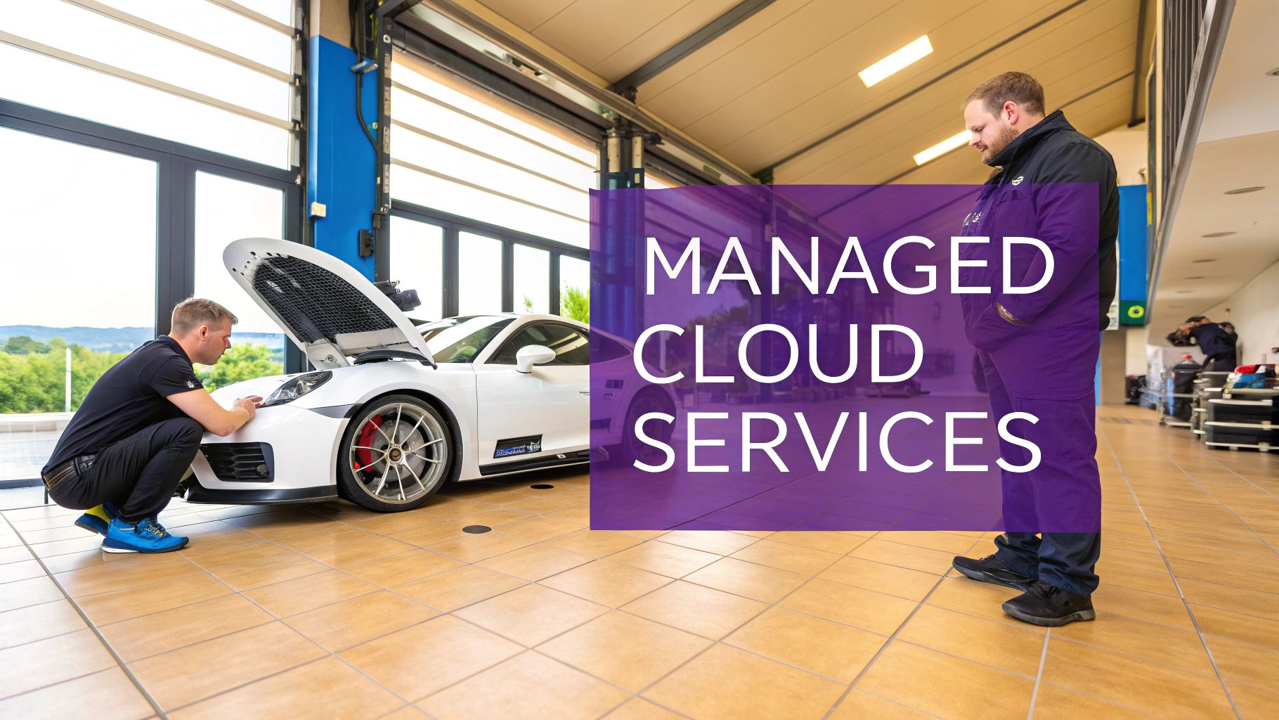 A team of IT professionals working together in an office, illustrating cloud computing managed services.