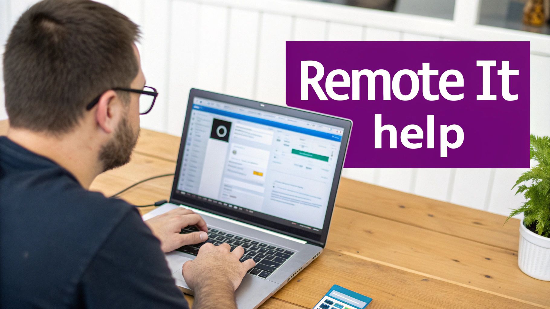 A professional IT support technician assisting a client remotely on their computer