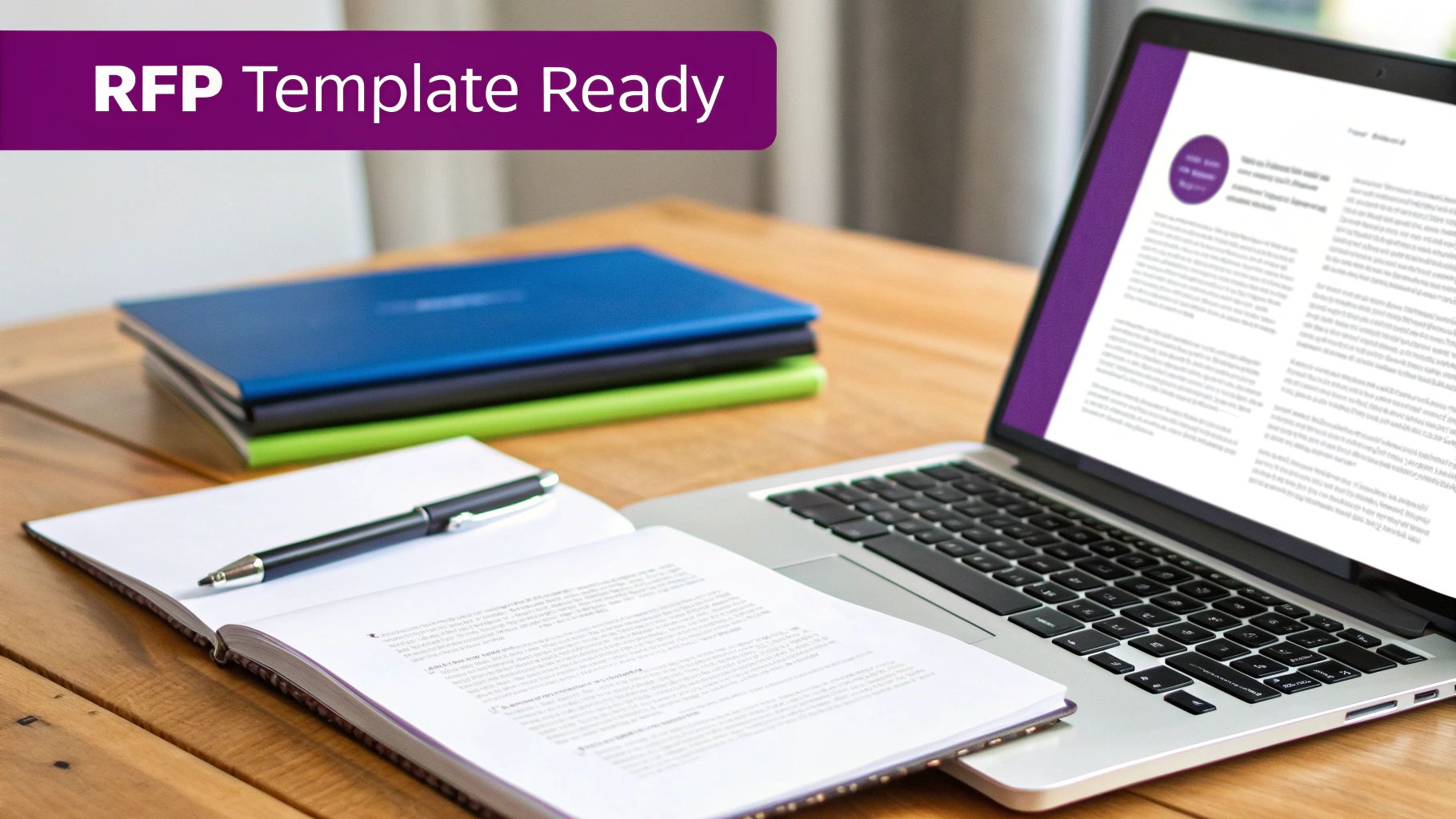 A person at a desk carefully reviewing and filling out a document, with charts and graphs in the background, symbolising the structured process of creating an IT RFP.