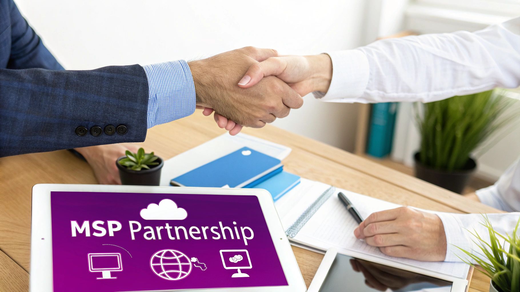 A professional in a server room, checking equipment, representing a managed service provider managing business continuity.