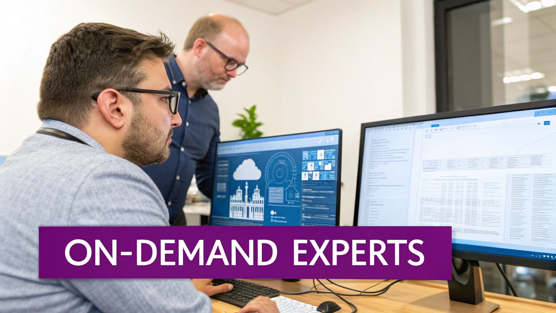 A cybersecurity expert analysing threat data on multiple screens in a dark room.