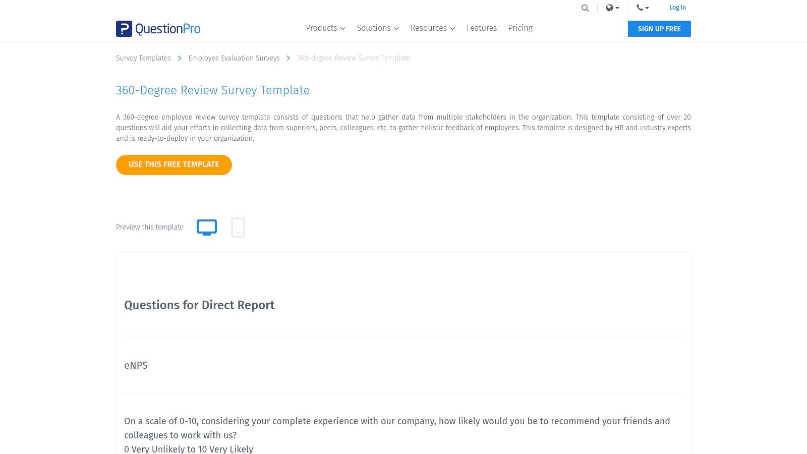 QuestionPro – 360 Survey Templates