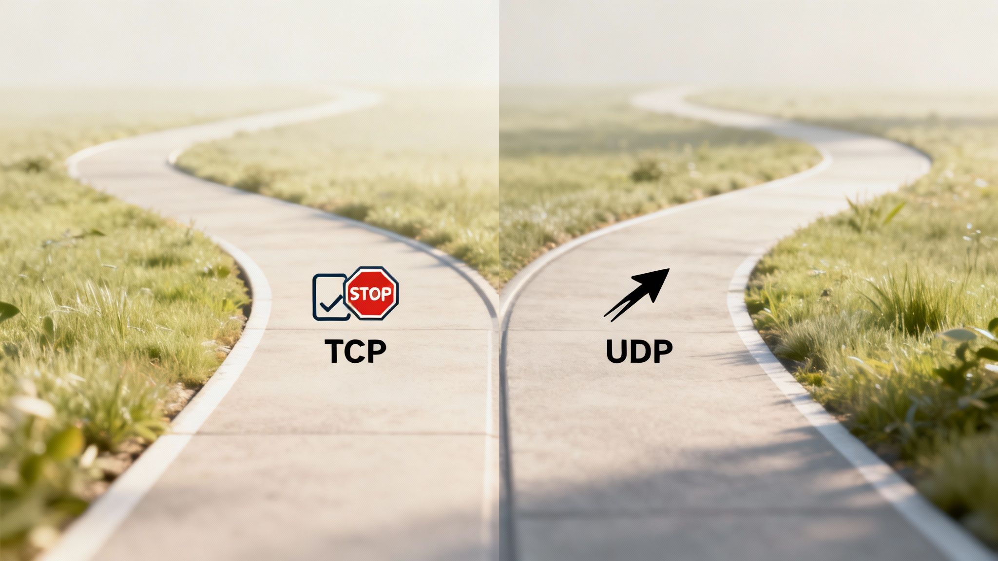 Representación visual de los protocolos TCP y UDP