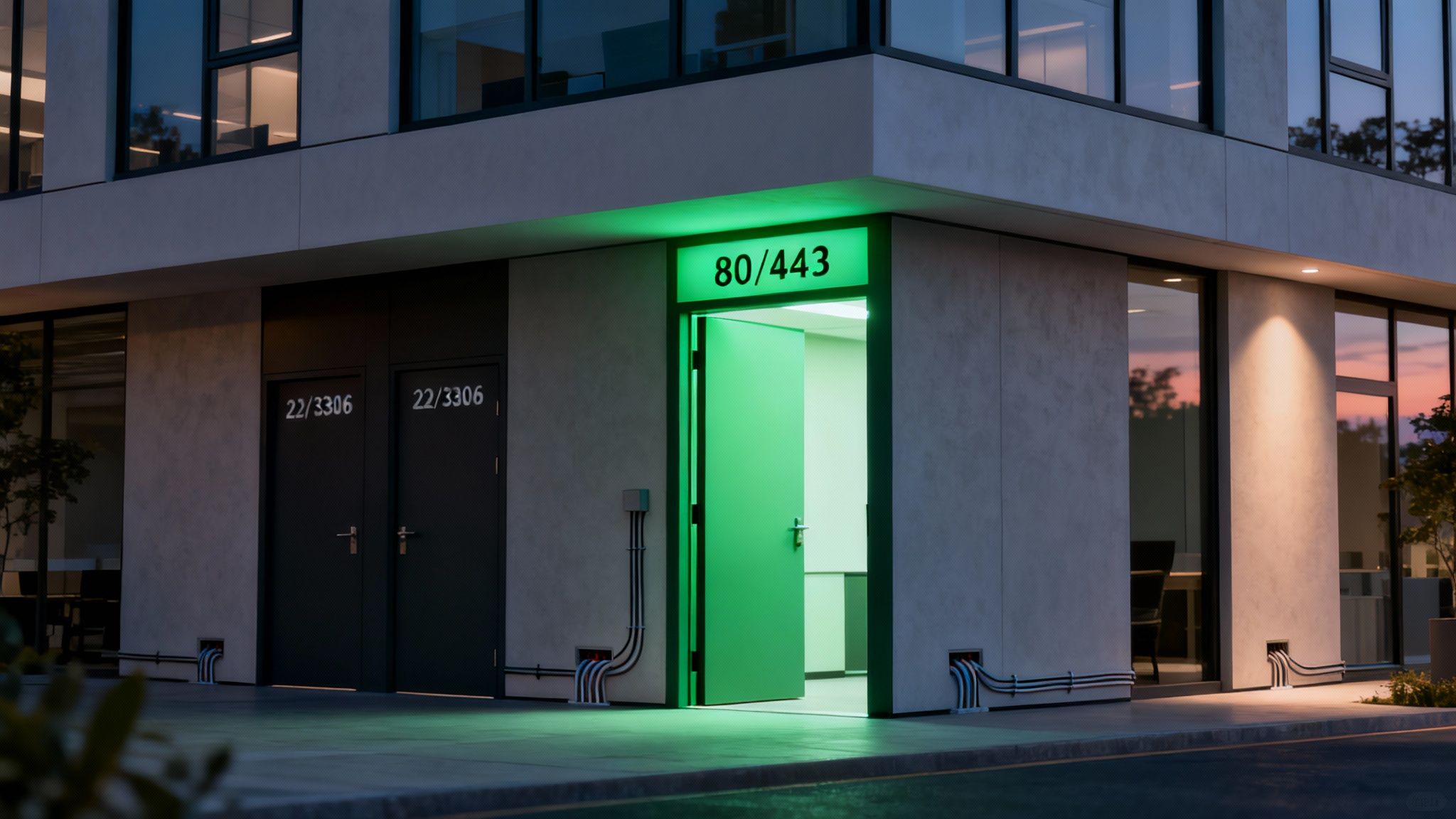 Una ilustración de un escudo digital protegiendo una red de amenazas externas.