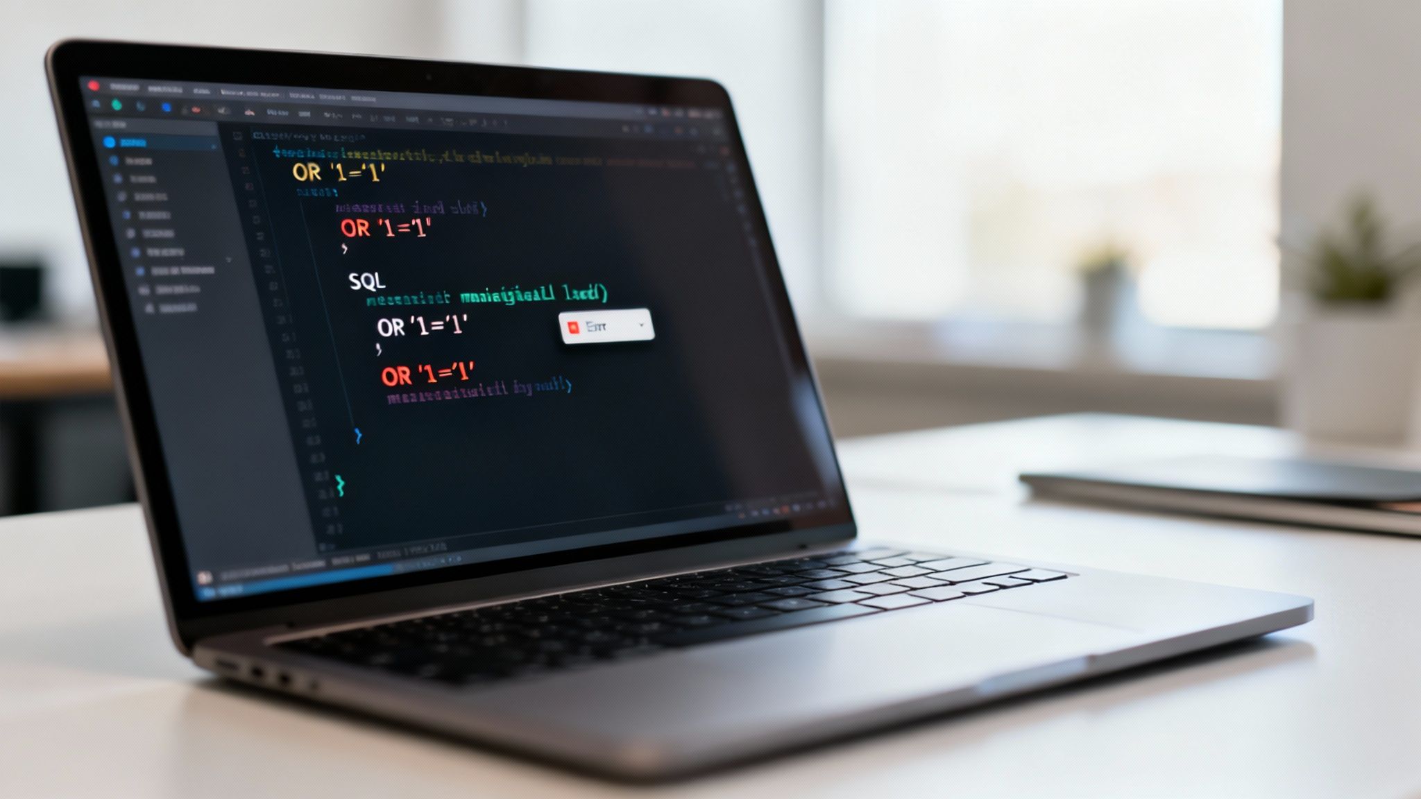 Screenshot de un ejemplo de inyección SQL