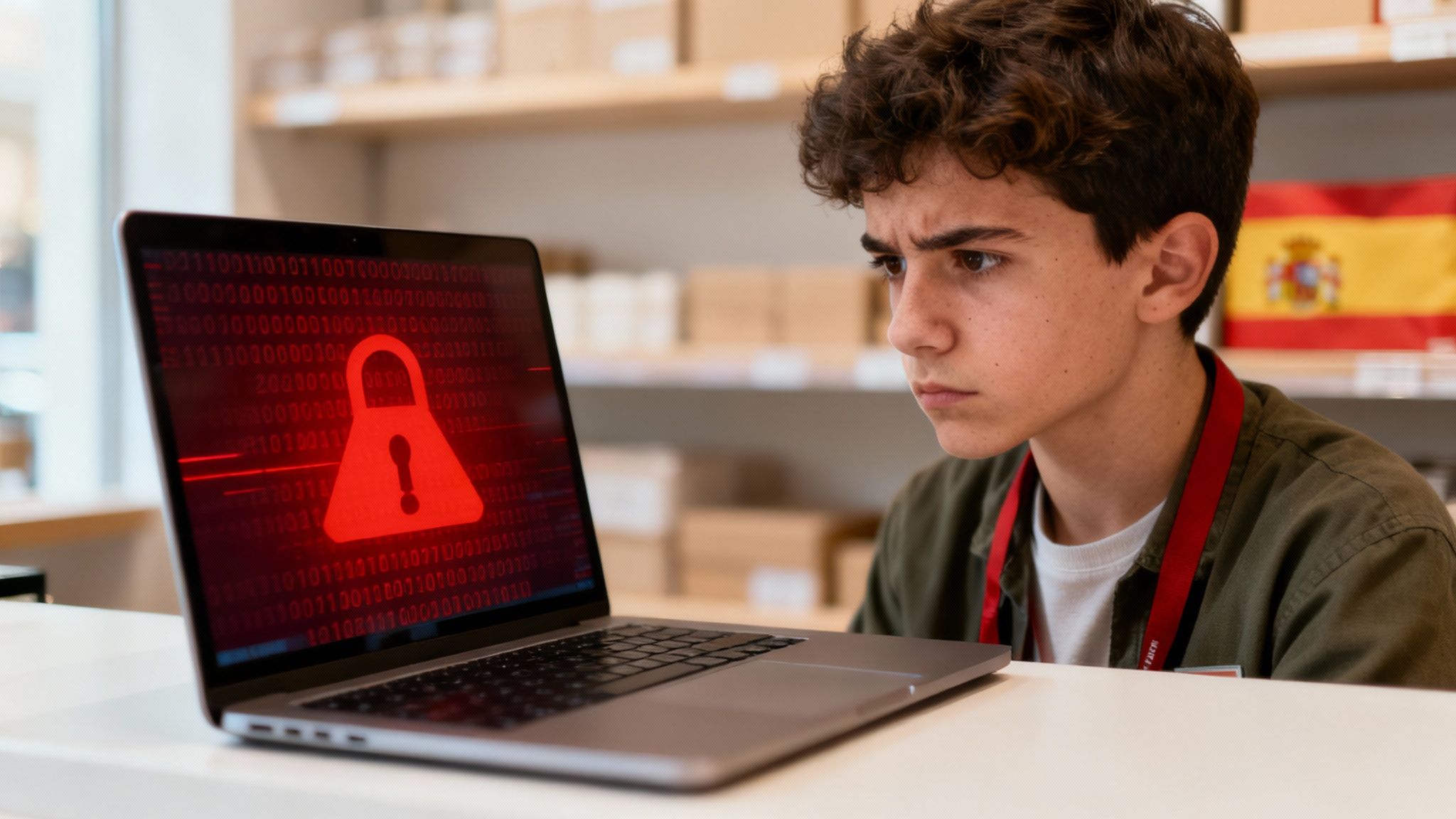 Un profesional realizando un penetration test en un ordenador portátil, simbolizando la protección de un sitio web.