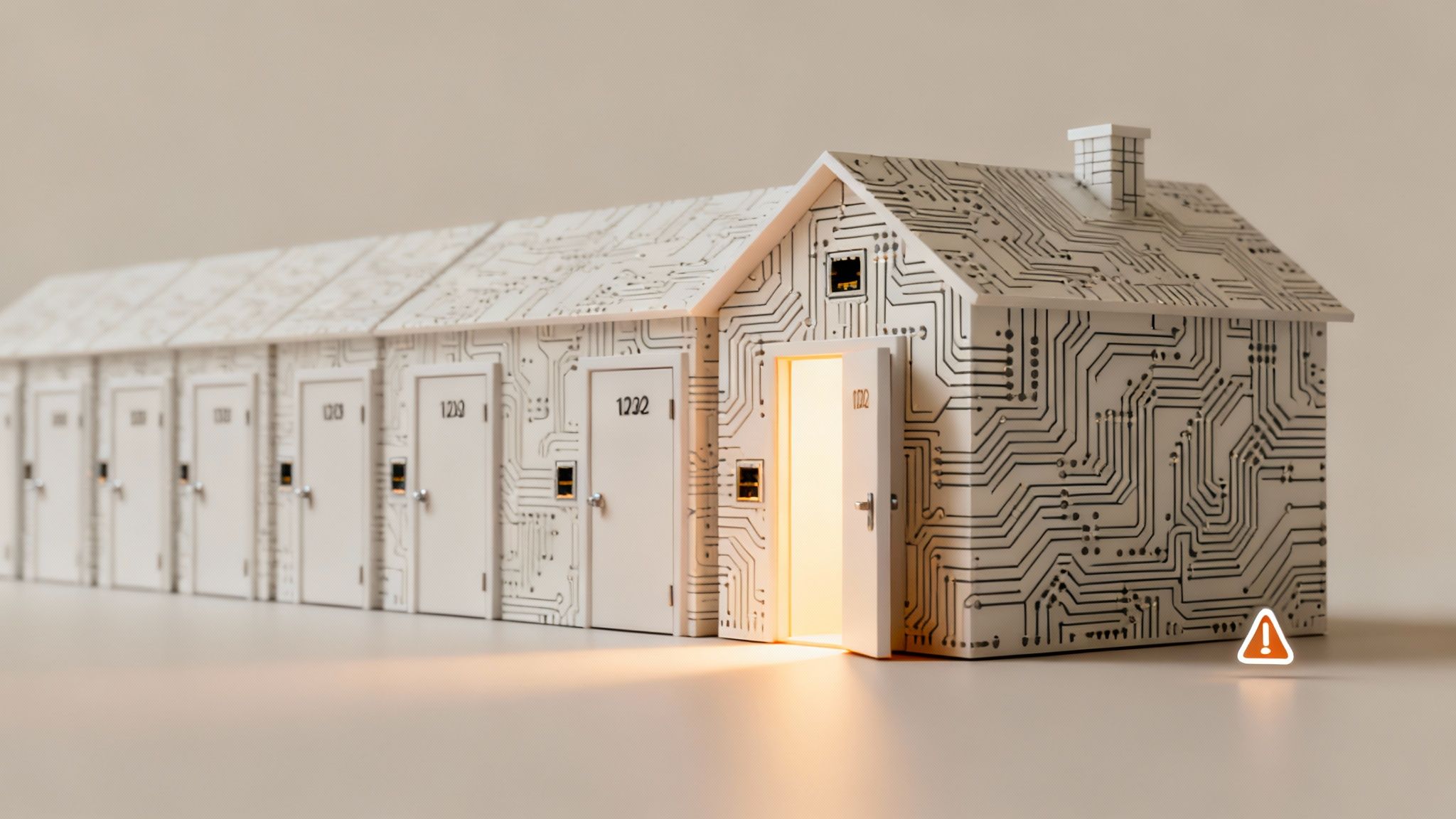 Una representación visual de puertos de red como puertas digitales en un sistema seguro