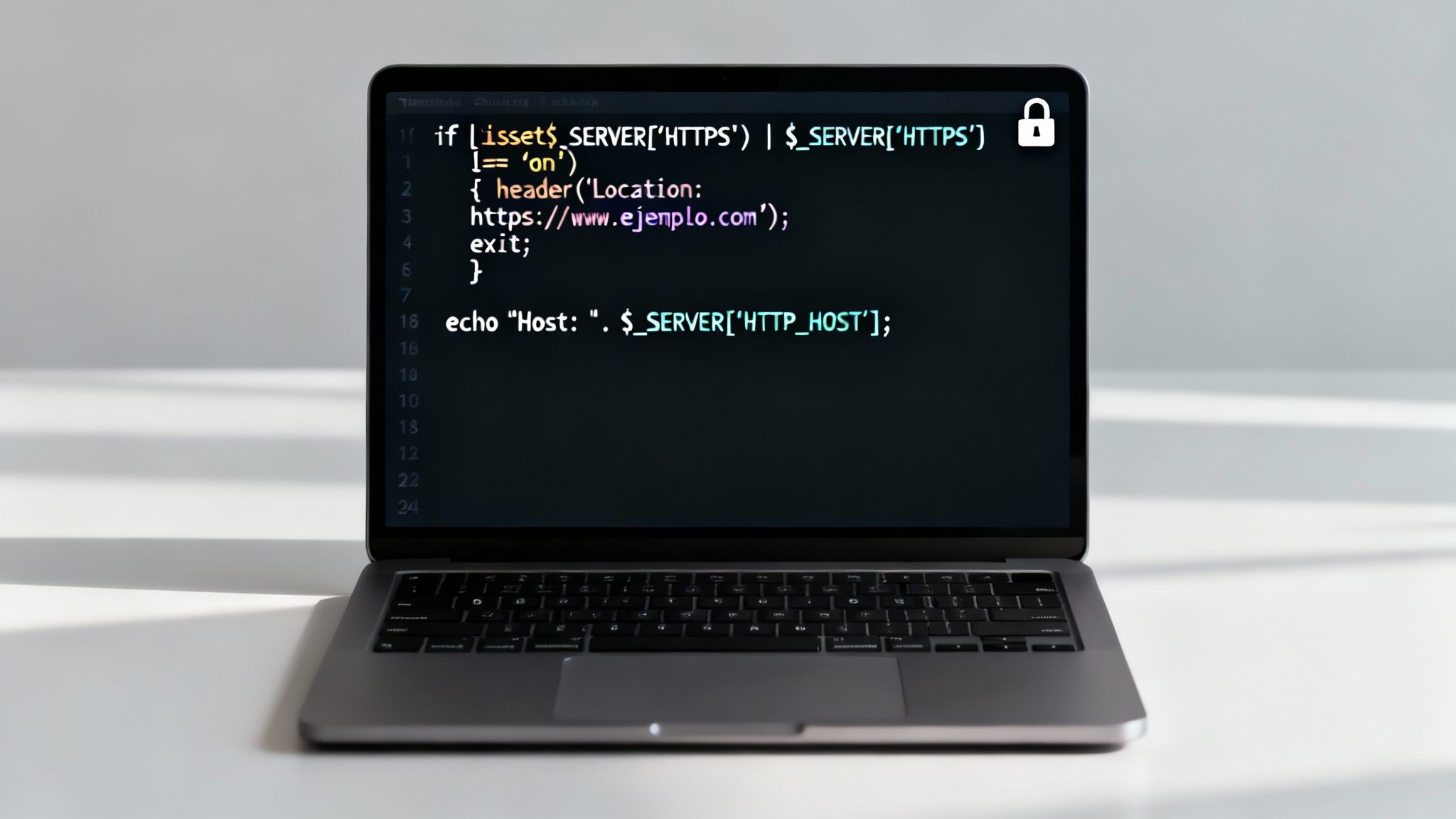 Fragmento de código PHP para redirecciones en un editor
