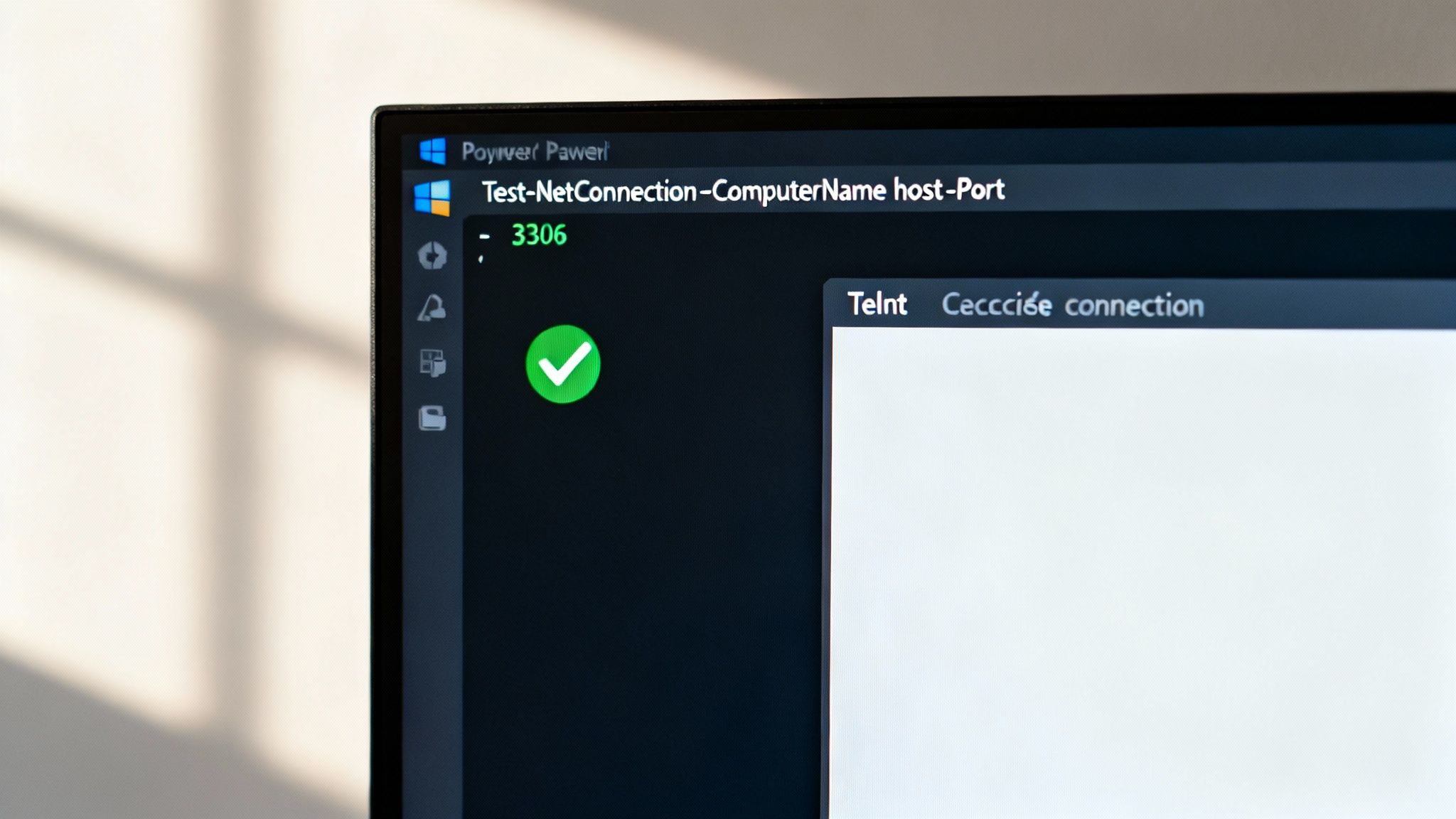 Una captura de pantalla de la terminal de Windows PowerShell mostrando un comando de red.