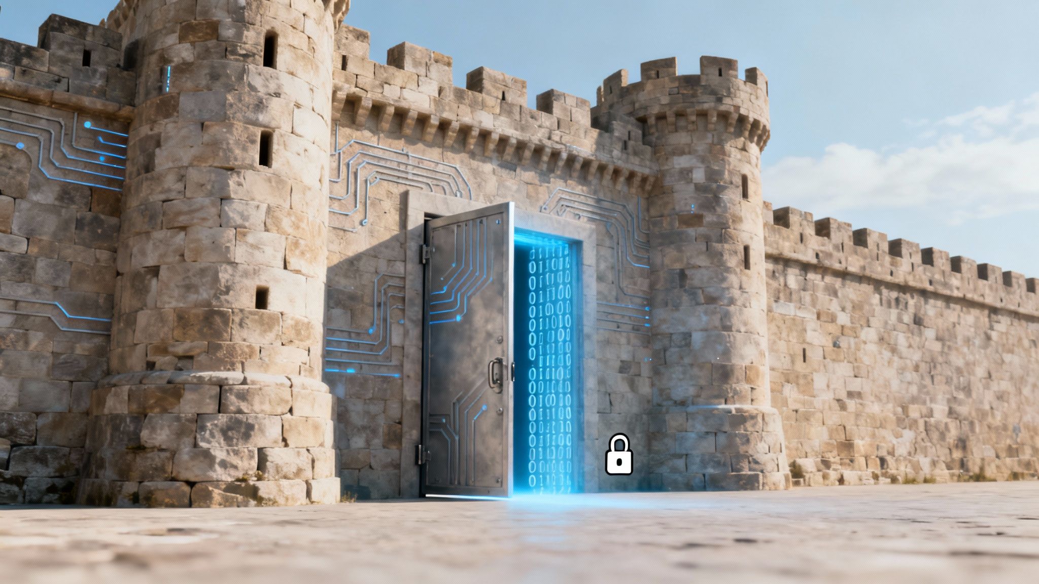 Un candado digital simbolizando la seguridad de la red.