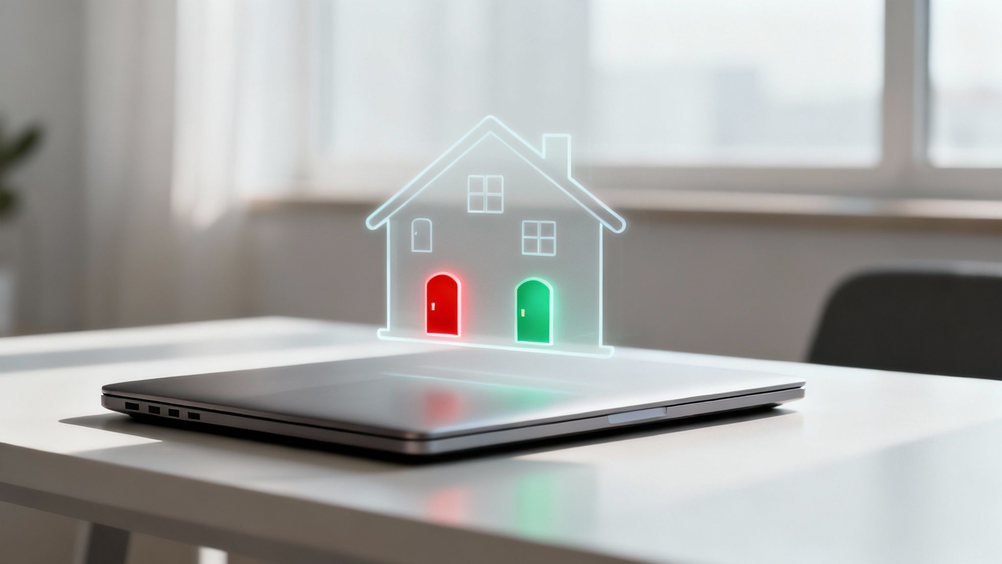 Una representación visual de puertos de red como puertas en un servidor, algunas abiertas y otras cerradas, simbolizando la seguridad.