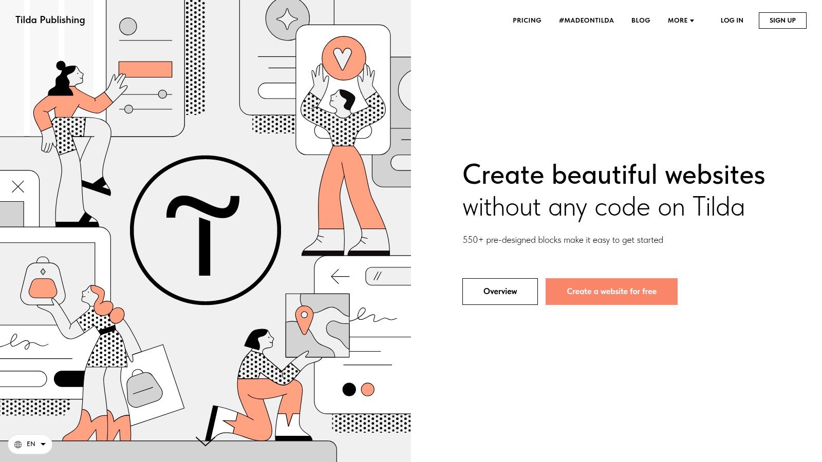 Tilda resume website builder typography blocks