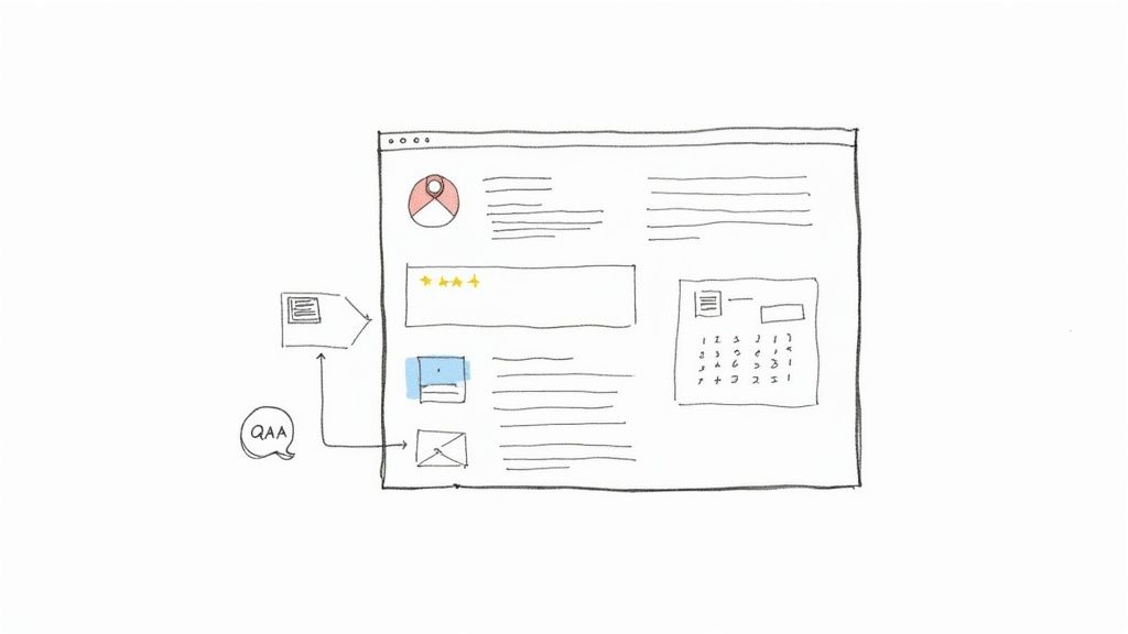 An illustration showing a Google Business Profile listing on a phone, with icons for calls, directions, and website clicks highlighted.