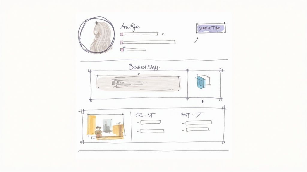 A person optimizing a business profile on their laptop, showing analytics charts and customer engagement metrics.