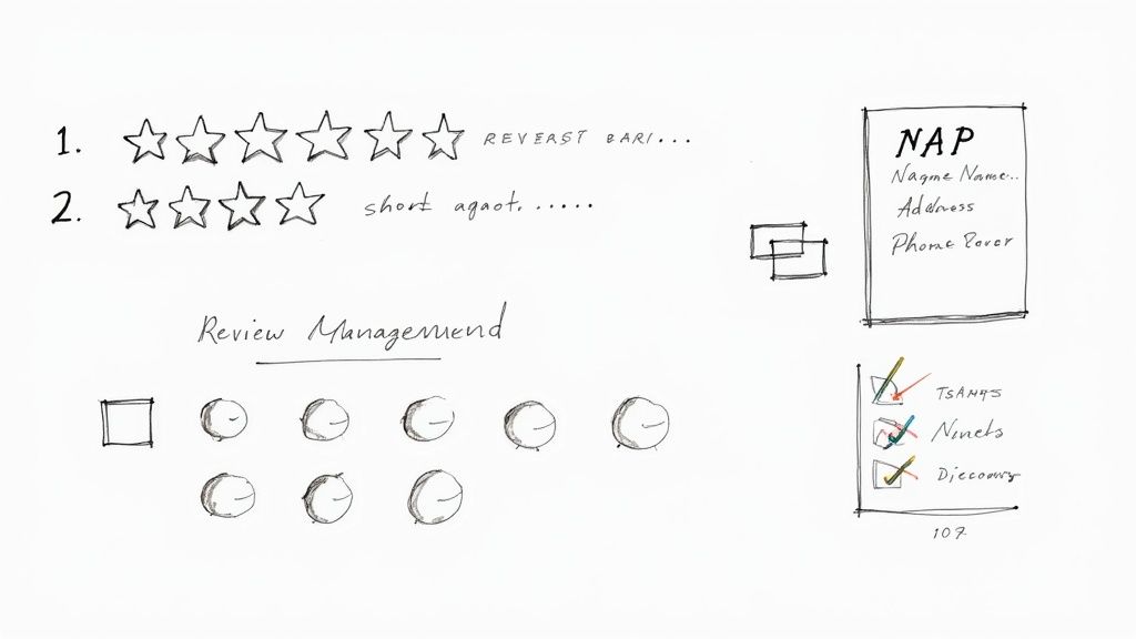 A digital map with targeted ad pins, symbolizing hyperlocal paid ad campaigns for a local marketing strategy.