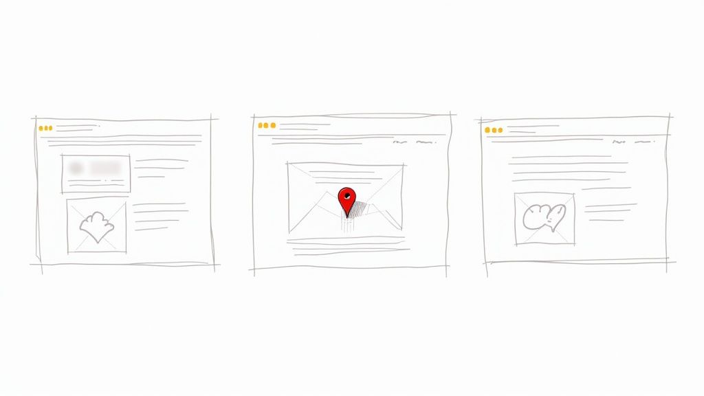 A person working on a website layout for a local business on a computer