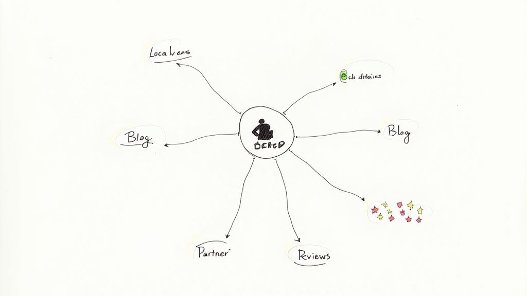 A person leaving a positive online review for a dispensary on their smartphone.