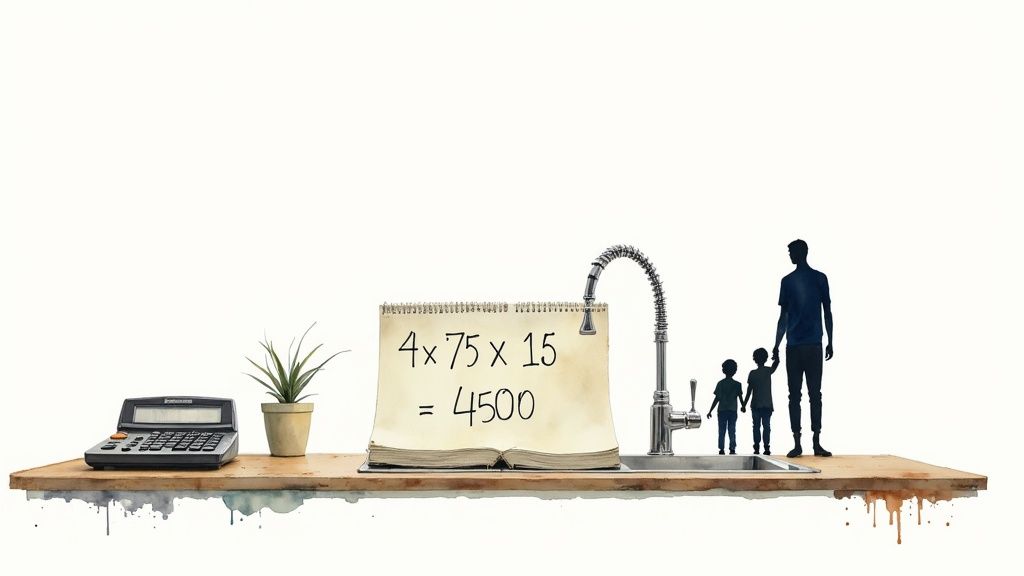A technician inspecting three different types of water softener units in a clean, well-lit utility room.