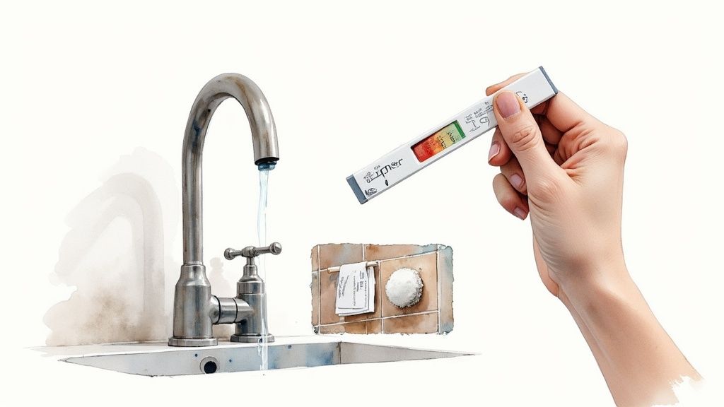 Map showing the distribution of hard water across the United States, with the hardest water concentrated in the Southwest and Midwest regions.