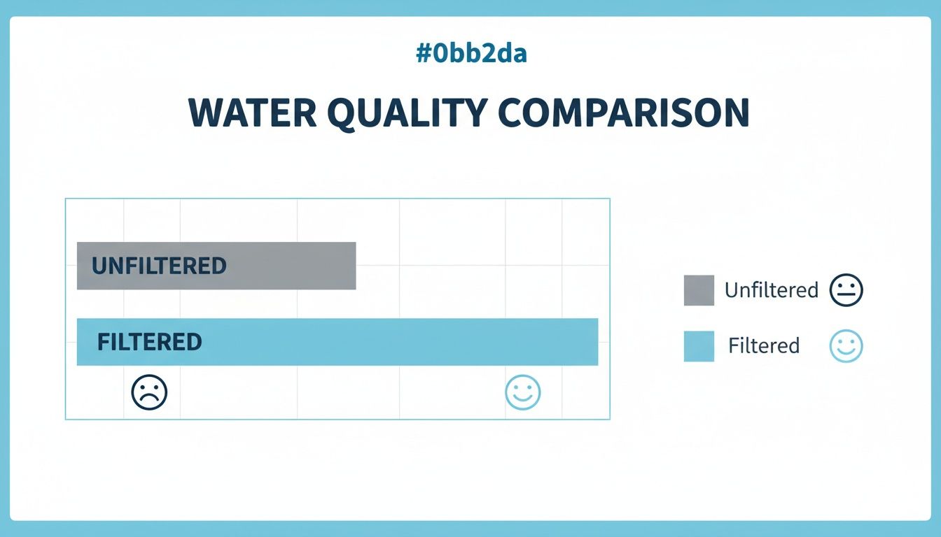 Infographic comparing unfiltered and filtered water quality, showing clear benefits of filtration.