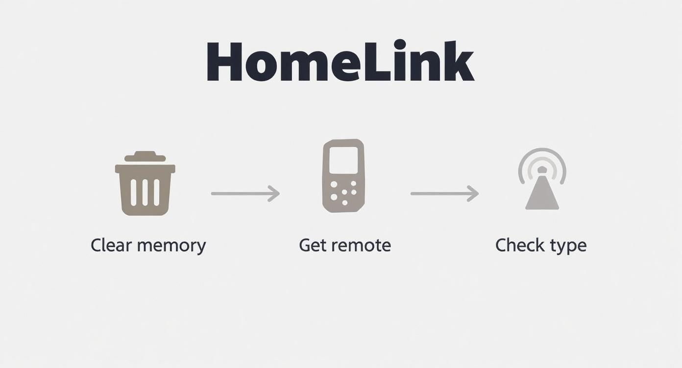 Infographic about how to program homelink garage opener