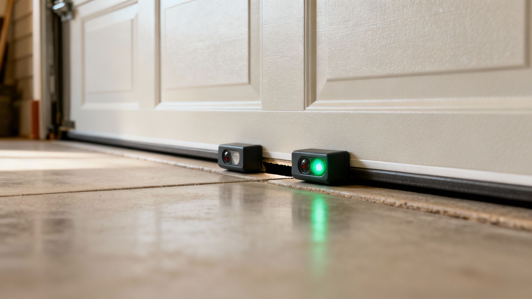 A technician inspecting the logic board of a garage door opener.