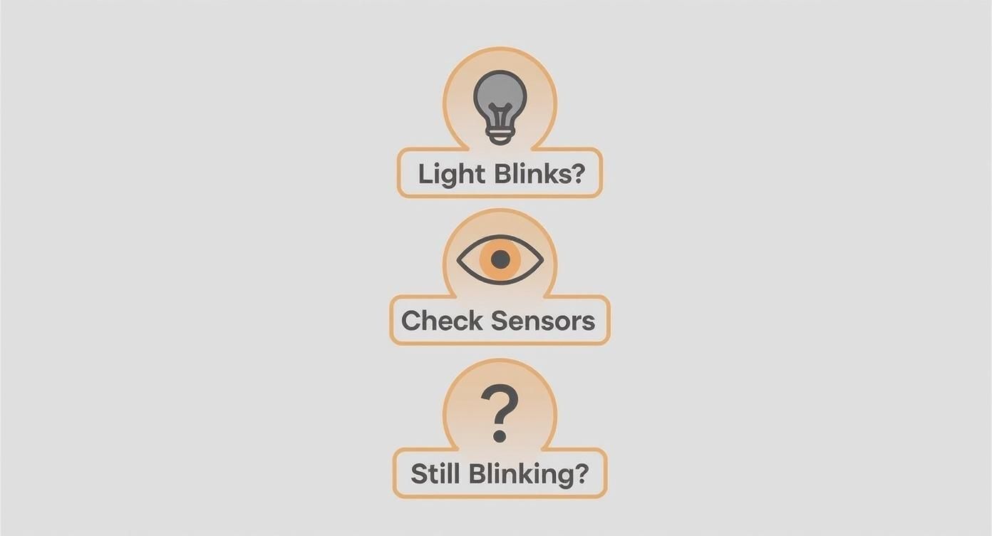 Infographic about garage door opener light blinks