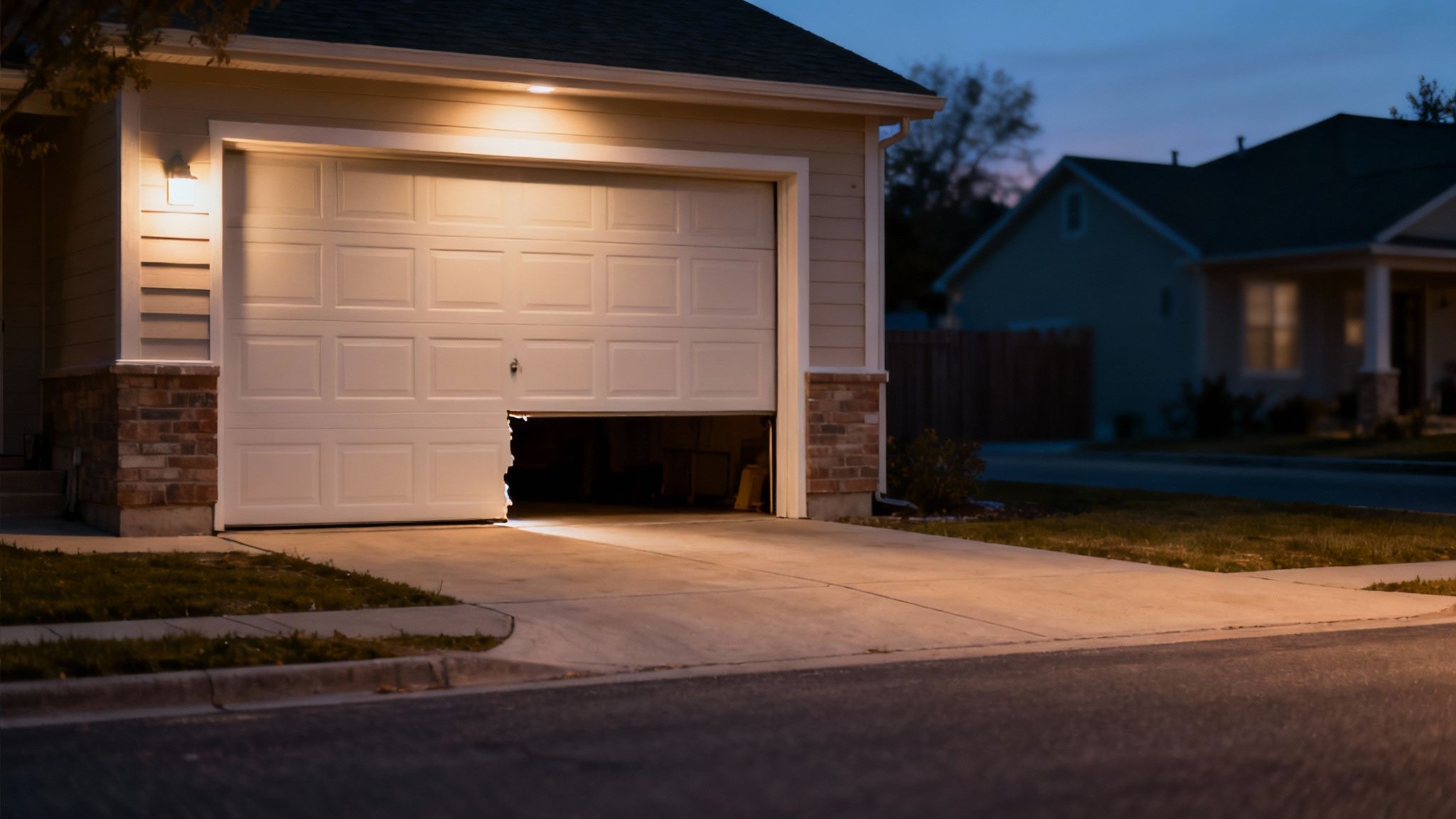 Person inspecting a garage door remote control.