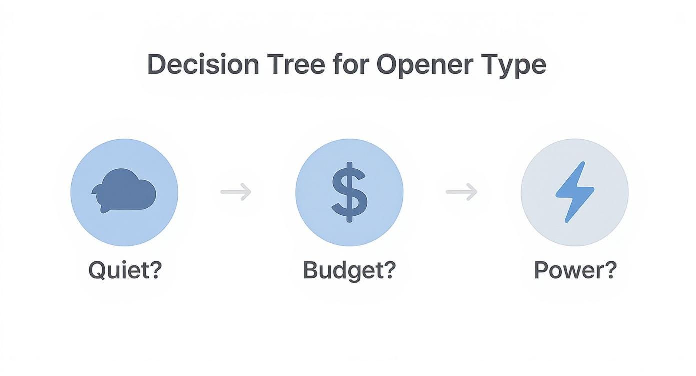 Infographic about how to choose a garage door opener