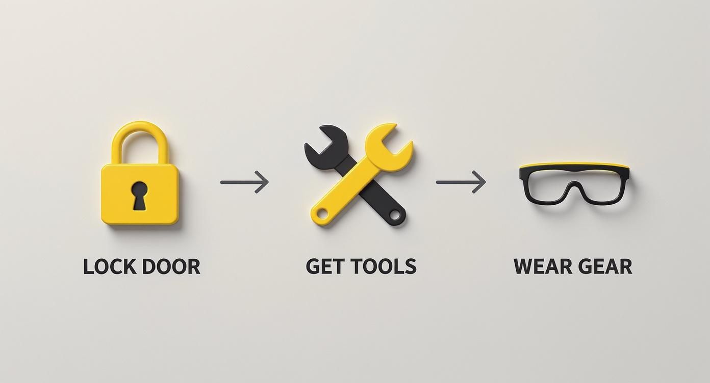 Infographic about how to fix garage door cable