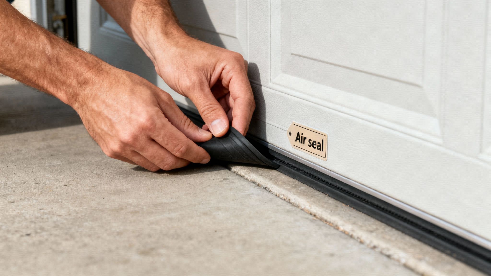 Garage door with sealing components