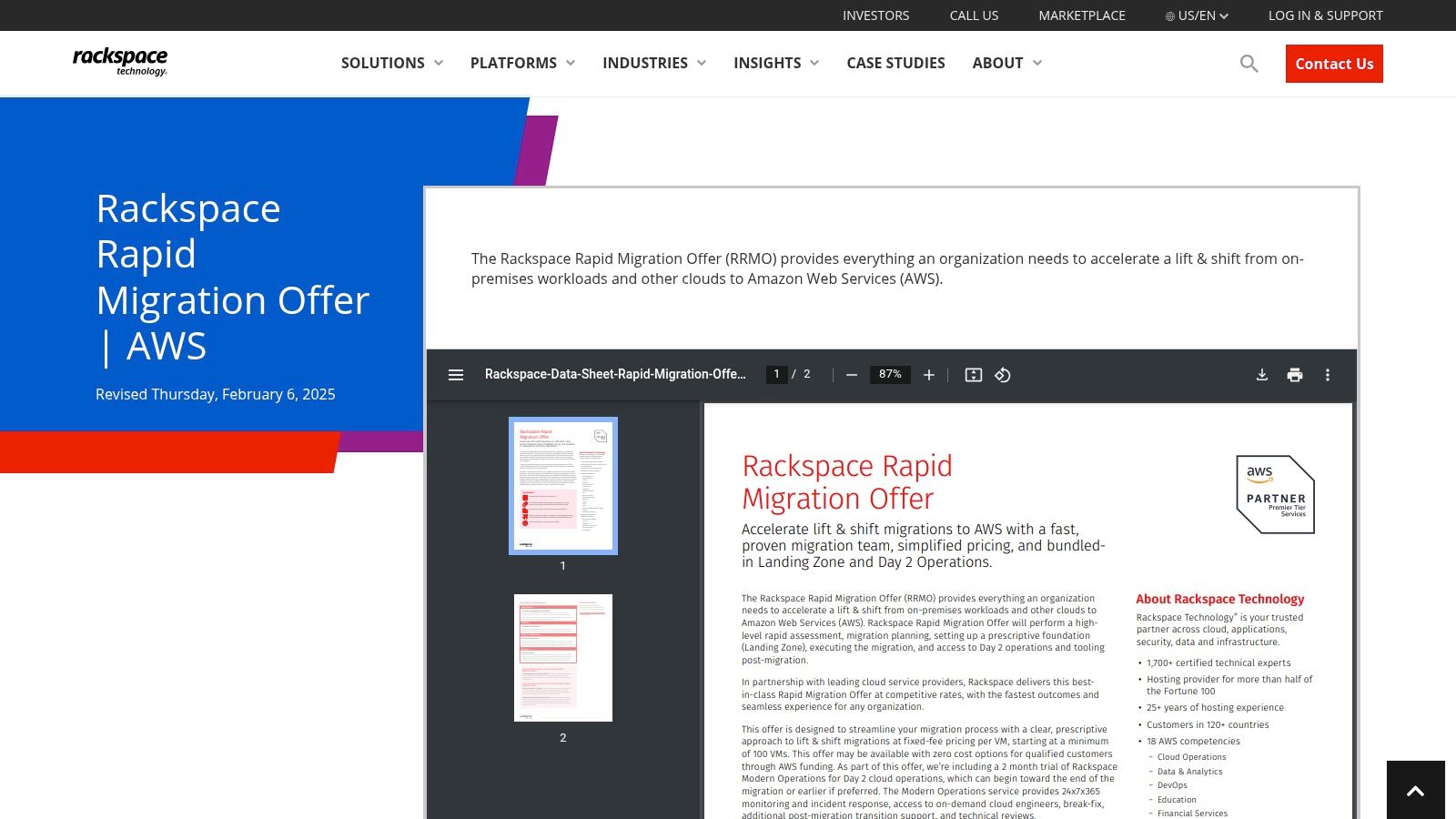Rackspace Technology – Cloud Migration Services (Rapid Migration Offer)