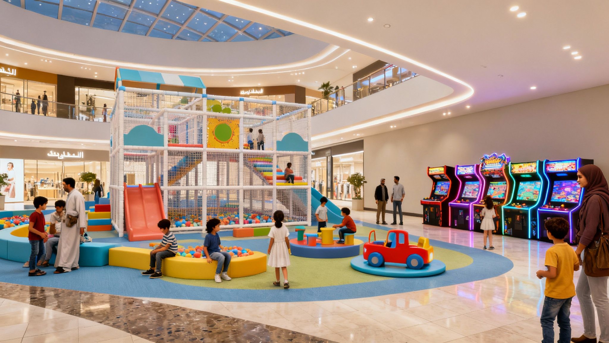 Kids enjoying the play area at Khalifa City Mall