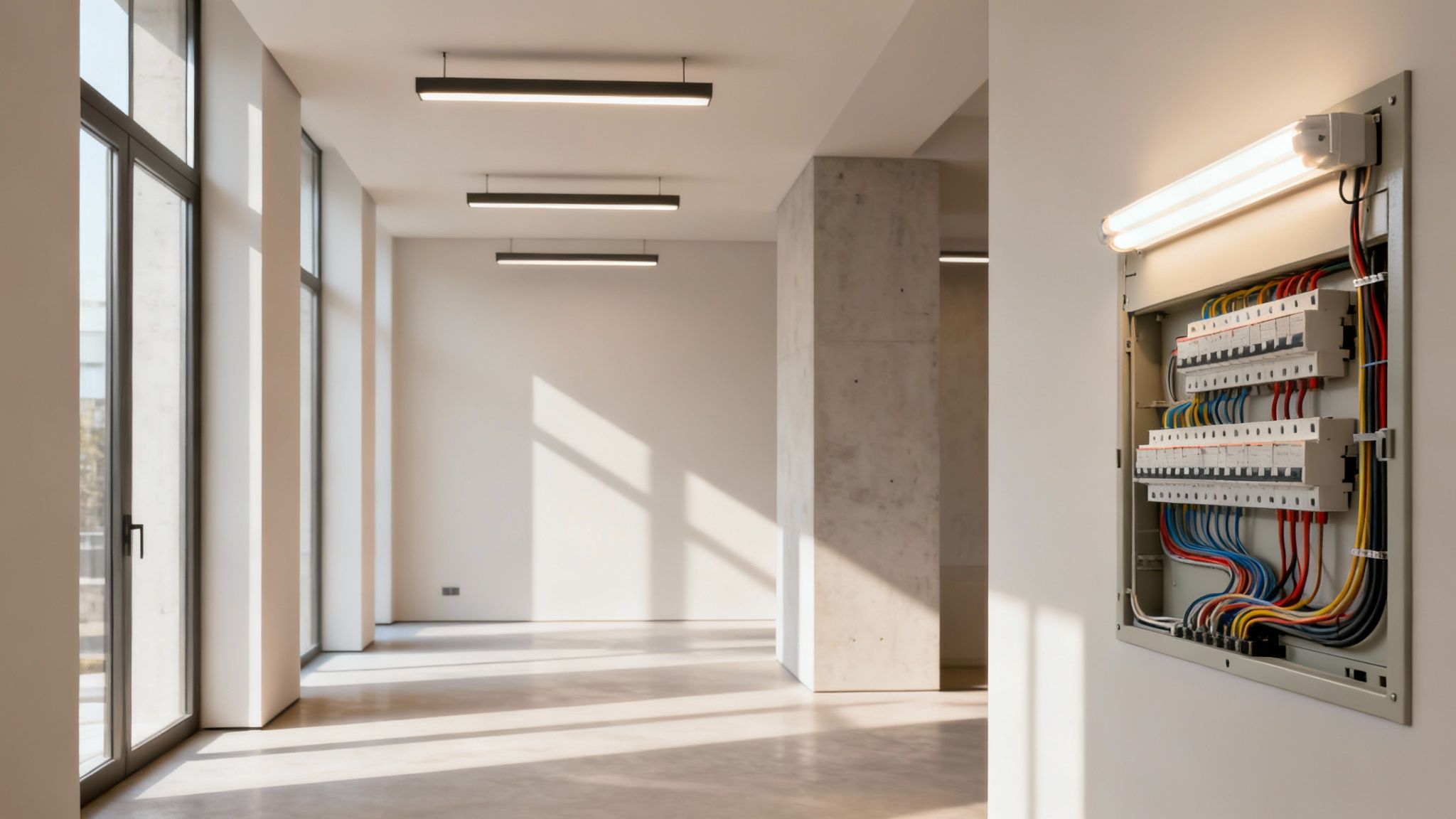 Electrical wiring and systems being installed in a construction project