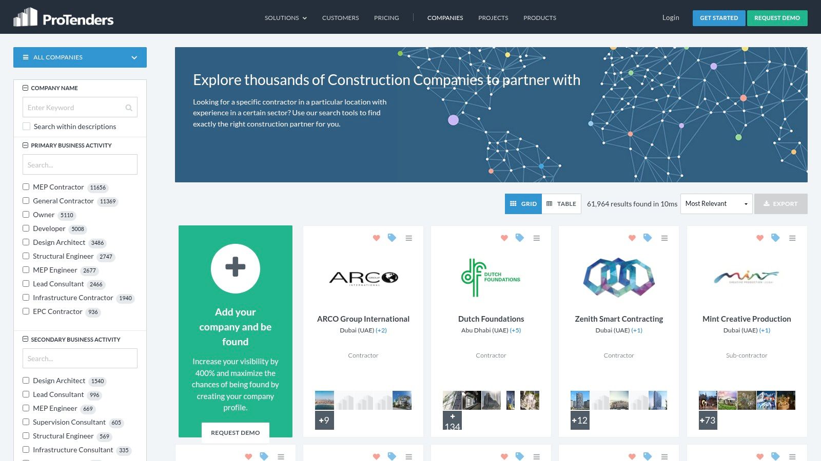 ProTenders – Companies Directory (Consultants/Architects)