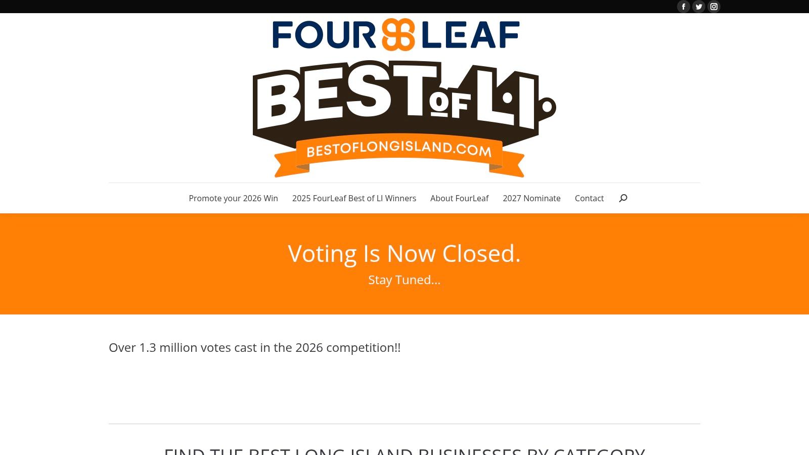 A screenshot of the Best of Long Island voting page, showing that the voting period is closed.