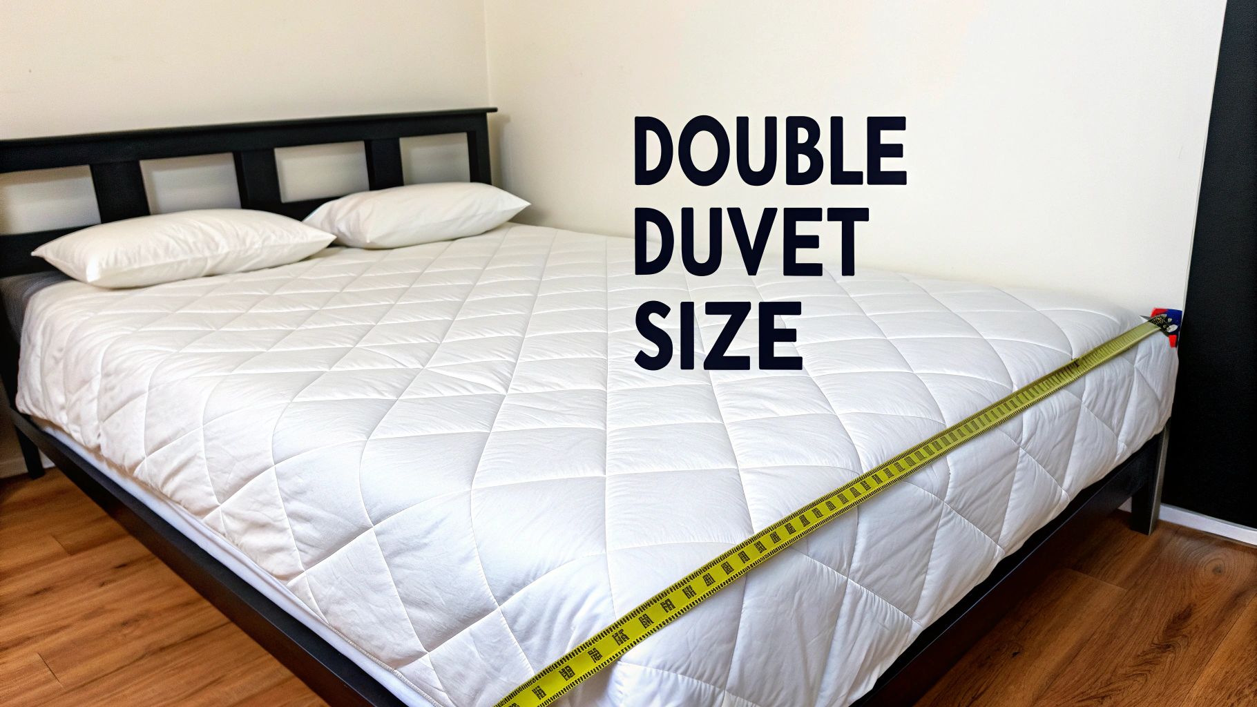 A neatly made double bed featuring a textured grey duvet, showcasing the ideal size and fit.