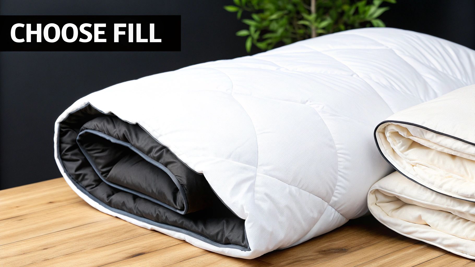A perfectly styled bed with a high-loft duvet inner making the cover look plush.