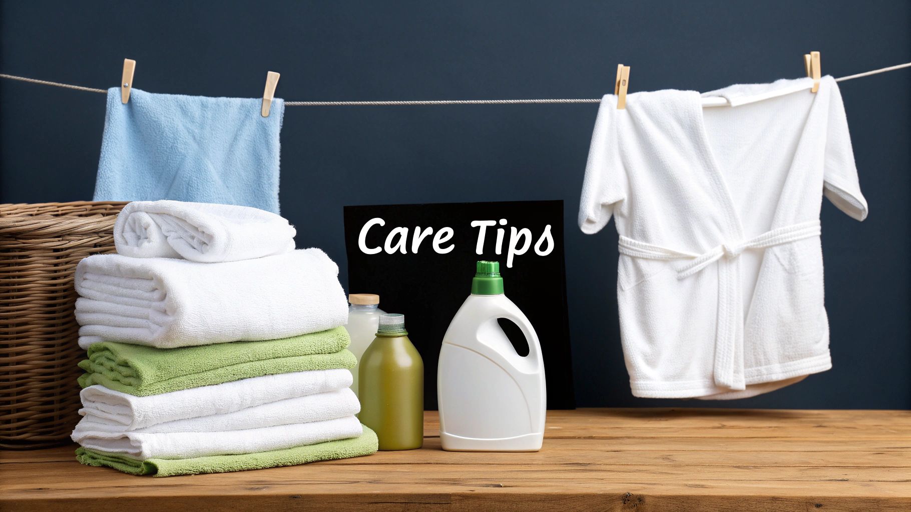 A neatly folded stack of clean cotton robes.