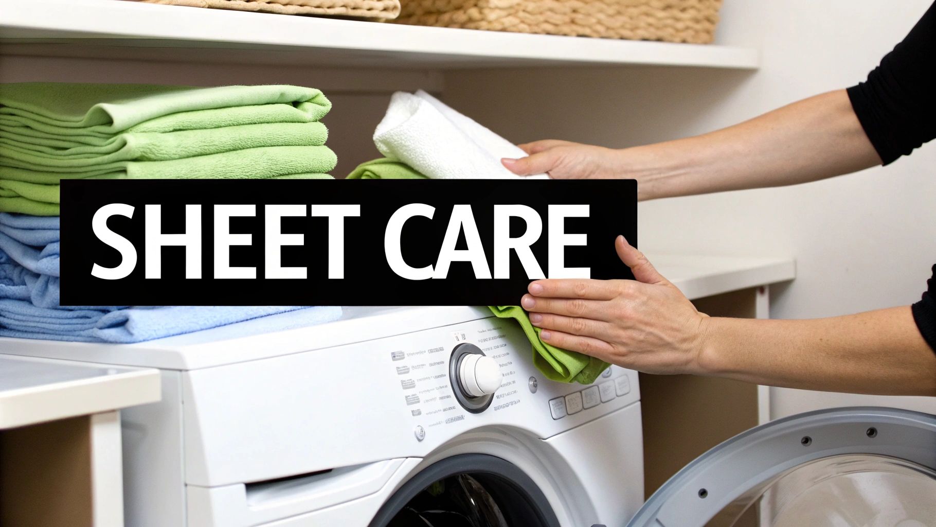 A person neatly folding a clean super king sheets set.